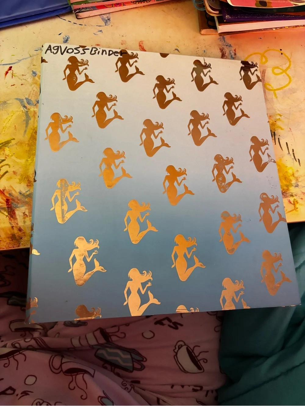 Mermaid 3-Ring Binder - ombré Blue
